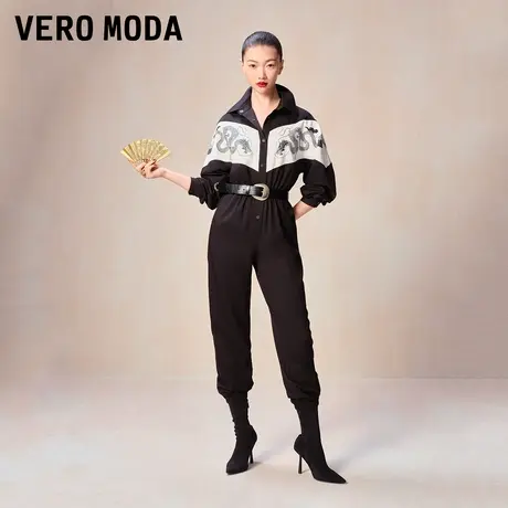 Vero Moda奥莱连体裤女春秋新款龙年系列新中式合体九分裤子流行商品大图