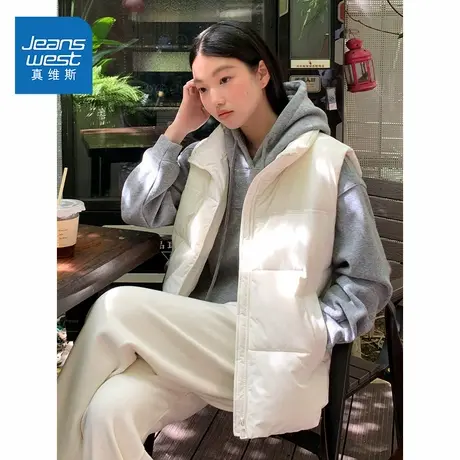 NOE真维斯棉马甲女秋冬2025新款青少年加绒加厚外套保暖外穿背心图片