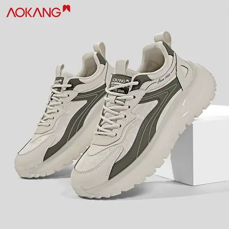奥康男鞋2026春季新款时尚简约轻便透气老爹鞋减震软底增高运动鞋商品大图