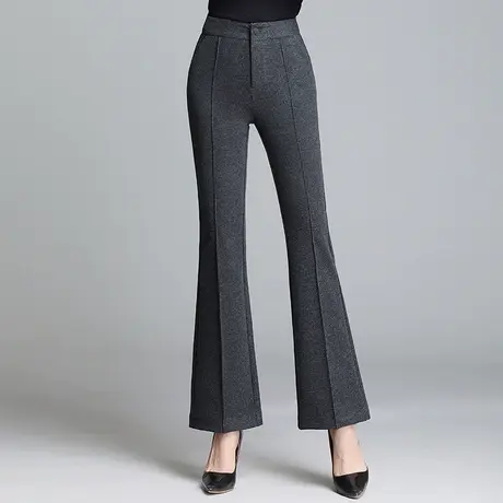 毛呢微喇裤女2023年秋冬新款松紧腰高腰显瘦休闲裤时尚百搭长裤子商品大图