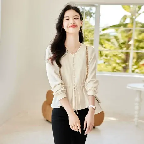 时尚甜美气质长袖衬衫2022年秋季新款淑女温柔宽松显瘦通勤上衣商品大图