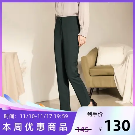 桔熊秋冬季通勤西装长裤子女纯色设计高腰修身直筒裤大码BA6590图片