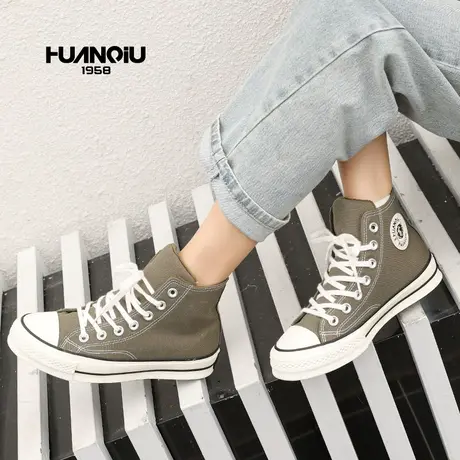 环球加绒帆布鞋女鞋冬季百搭高帮保暖ins潮超火休闲学生雪地棉靴图片