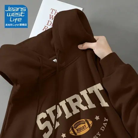 真维斯LIFE连帽卫衣女2023新款爆款早秋女装美式复古学院风外套女商品大图