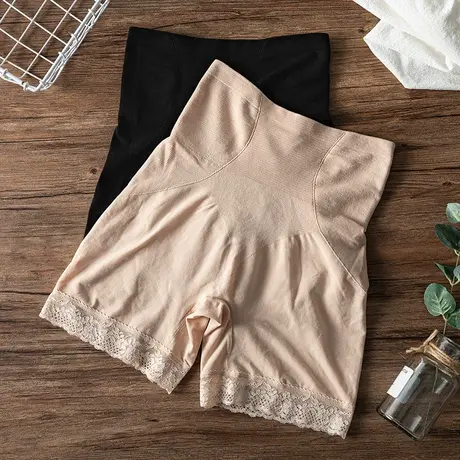 安全裤女防走光不卷边蕾丝边大码200斤高腰收腹提臀平角紧身胖mm商品大图