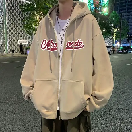 春秋季卫衣男2024新款美式高街ins潮流拉链开衫连帽潮牌外套宽松商品大图