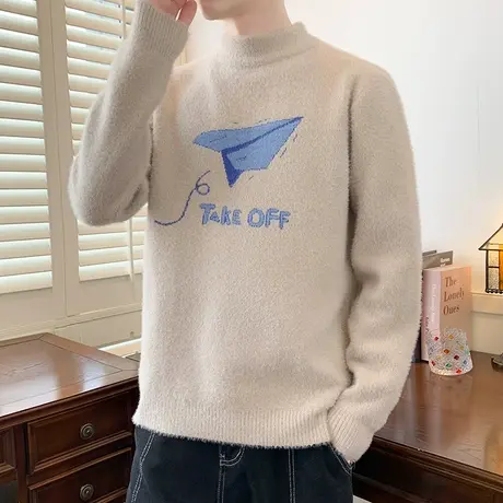 13青少年冬季毛衣14男孩初高中学生15岁加绒加厚16大童打底针织衫商品大图