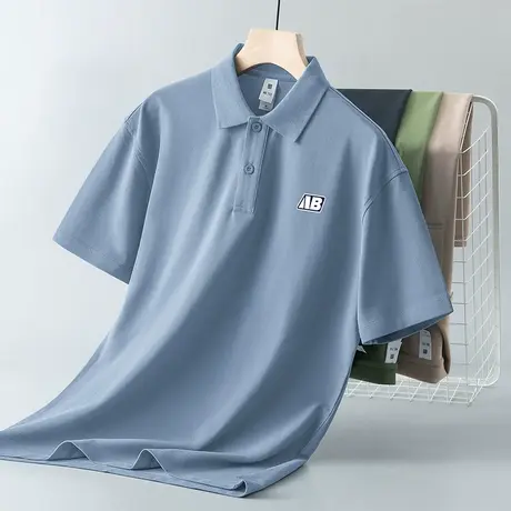 男士短袖polo衫商务翻领带领t恤保罗夏装上衣服冰丝凉感有领半袖商品大图