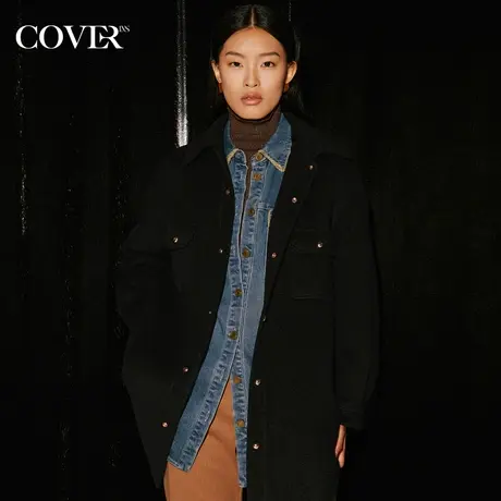 [不合格]COVER2023冬装舒适羊毛混纺圈圈绒落肩双面呢外套图片