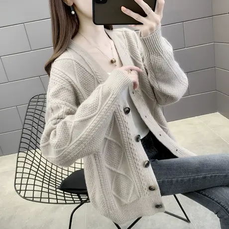 2022秋冬新款上衣女士毛衣开衫外套女时尚洋气爆款春季针织衫加厚图片