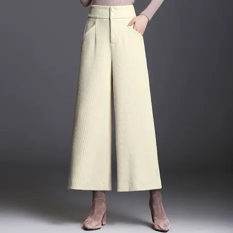 2023秋冬新款雪尼尔九分阔腿裤女高腰宽松垂感休闲裤时尚宽腿裤子商品大图