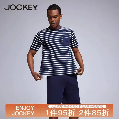 Jockey男款睡衣男夏纯棉短袖休闲男士家居服夏天薄款全棉套装图片