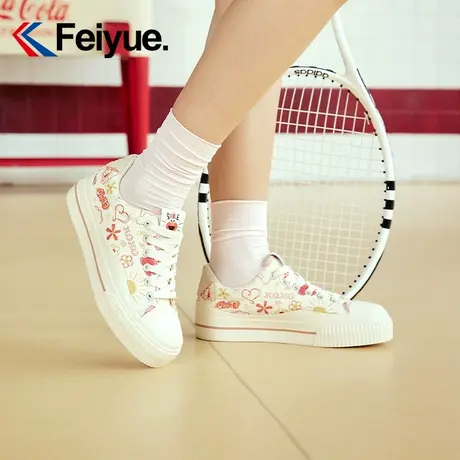 feiyue/飞跃×芝麻街联名款印花帆布鞋女2024春季百搭涂鸦休闲鞋商品大图