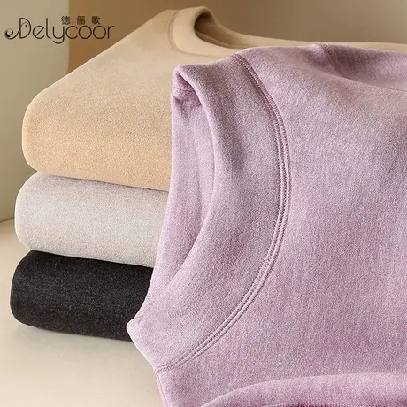 中领无痕保暖内衣女士秋冬加绒加厚打底衫秋衣显瘦一体绒长袖上衣商品大图