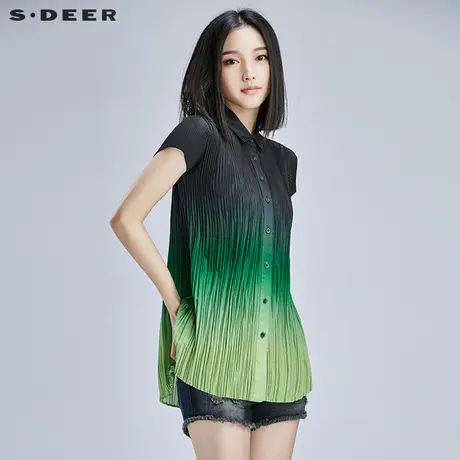 sdeer圣迪奥女夏装优雅渐变色调衬衫S16280427图片