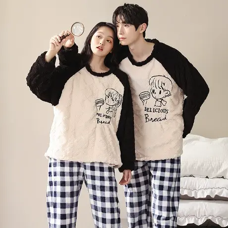 Bejirog/北极绒男女情侣家居服套装批商品大图