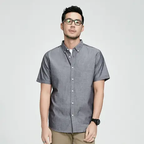 纯棉短袖衬衫男士夏季大码宽松薄款中青年商务休闲衬衣图片