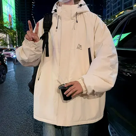 棉袄男冬季新款加厚保暖冲锋衣夹棉外套男棉服青少年冬装连帽棉衣图片