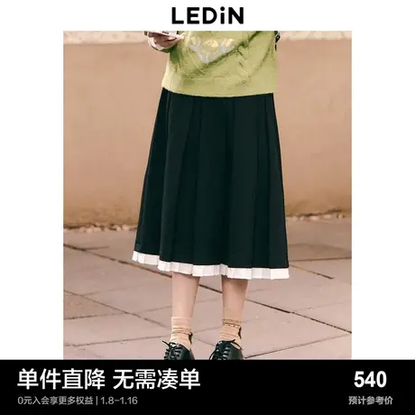 【商场同款】乐町甜美撞色长裙冬季新款修身裙子C1GFD4501图片