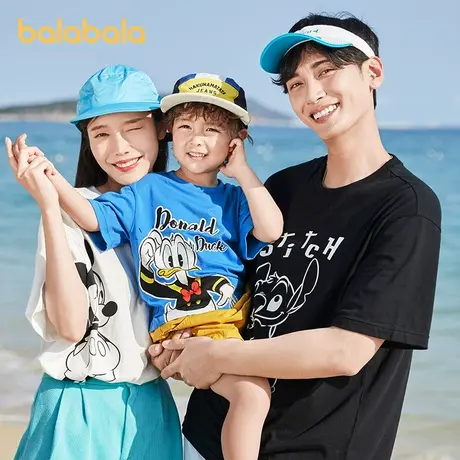 【直播福利】短袖t恤纯棉打底衫儿童夏装中大童纯色印花亲子图片