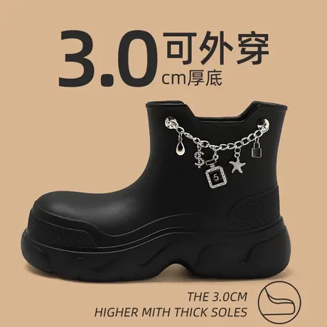 防水雨鞋女士户外耐磨中筒靴子厚底增高防滑雨天女款雨靴外穿夏季商品大图
