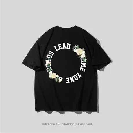 Ohlyah圆圈字母印花无性别美式复古短袖t恤男女同款潮牌纯棉夏季图片