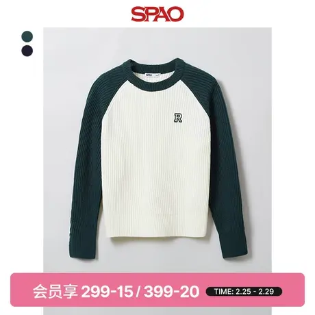 SPAO韩国同款2024年春季新款女士休闲圆领长袖套头毛衣SPKWE12G55商品大图