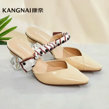 康奈女鞋时尚都市女士凉鞋2024夏季新款包头拖鞋女粗跟鞋商品大图