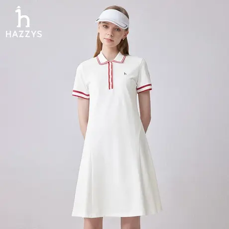 【商场同款】Hazzys哈吉斯2024春夏季新品撞色领运动POLO连衣裙女图片