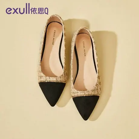 依思q小香风单鞋尖头平底鞋女秋季凉鞋2023新款浅口女鞋子晚晚鞋商品大图