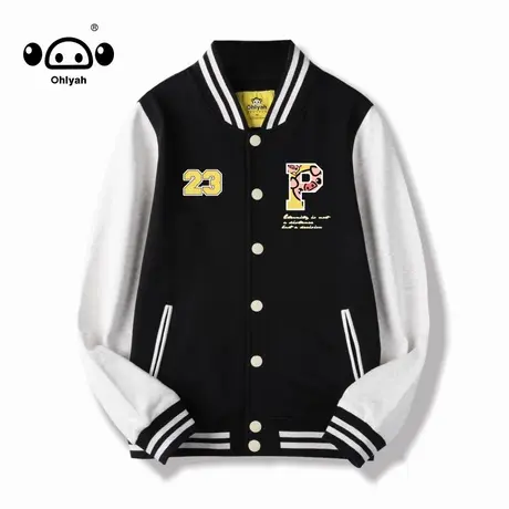 ohlyah原创春秋季美式撞色拼接外套女潮流街头纯棉宽松棒球服夹克商品大图