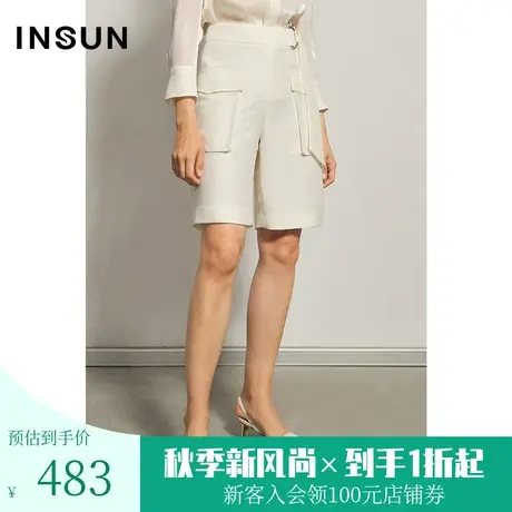 恩裳商场同款夏季时尚大口袋设计工装简约风休闲百搭短裤女装商品大图