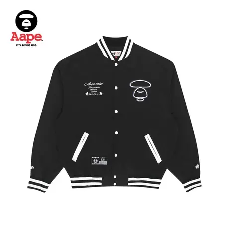 Aape旗舰店男装秋冬猿颜字母刺绣复古潮流棒球夹克外套7488XXH商品大图