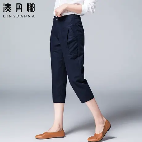 七分裤女夏季薄款休闲裤棉麻裤子妈妈7分裤亚麻女裤夏萝卜哈伦裤商品大图