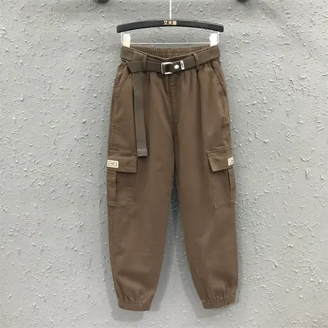 韩版2023秋季新款工装裤宽松休闲裤女哈伦裤束脚裤高腰显瘦长裤图片