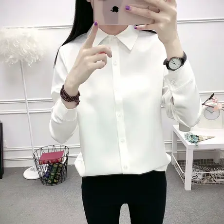 2019新款雪纺白色衬衫女长袖宽松百搭职业衬衣气质初秋上衣工作服商品大图