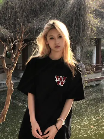美式hiphop街头风胖mm大码宽松纯棉短袖t恤女ins潮休闲百搭上衣夏图片
