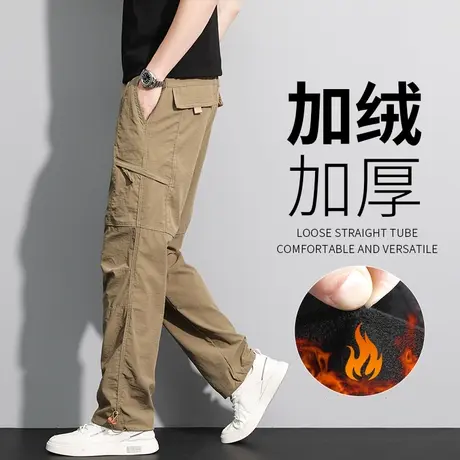 户外冲锋裤男秋冬款宽松直筒工装裤冬季加绒加厚男士休闲大码男裤商品大图