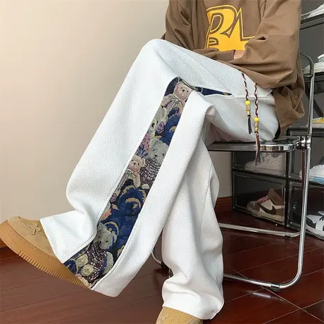 中国风元素裤子男秋季日系潮牌刺绣男款休闲裤美式国潮潮流运动裤商品大图