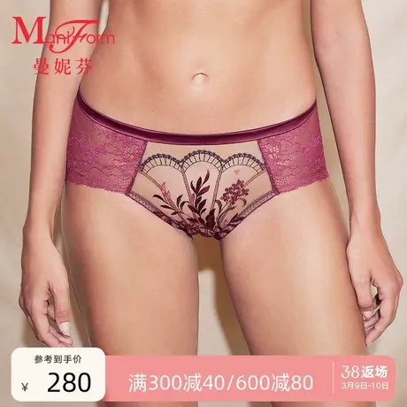 曼妮芬性感蕾丝内裤女士轻透舒适中腰低脚裤内搭底裤20612306商品大图