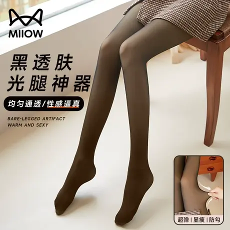 猫人黑丝袜女秋冬光腿神器加绒透肤假透肉打底裤空姐灰连裤袜春秋商品大图