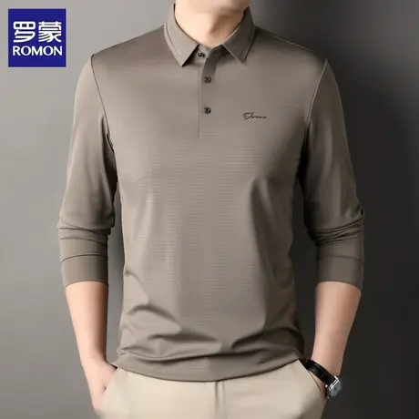 罗蒙无痕长袖polo衫男士春秋季商务休闲亲肤柔顺翻领上衣打底衫图片