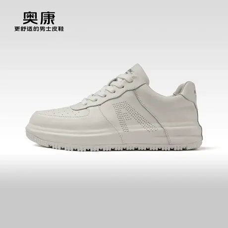 Aokang奥康 2023秋季新款时尚休闲男鞋日常穿搭透气系带舒适单鞋商品大图