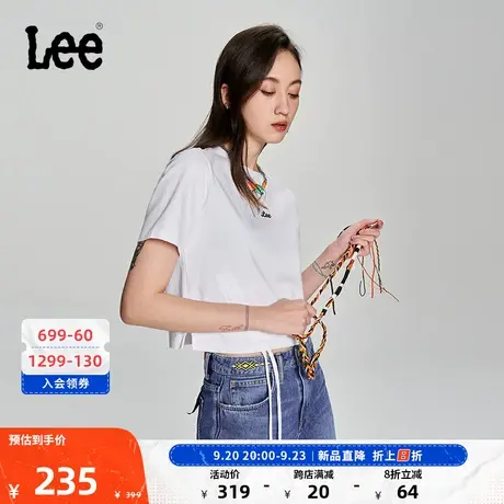 Lee商场同款23新品修身短款下摆抽绳女短袖T恤潮LWT0051403RT图片