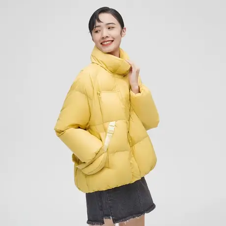 艾莱依短款黑色面包羽绒服女2021年新款新款设计感冬季外套小个子商品大图
