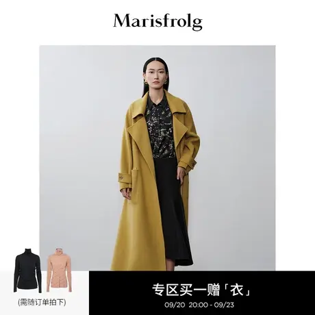 【艺术时装大衣】玛丝菲尔2023年秋季新款绵羊毛法式时尚毛呢外套商品大图
