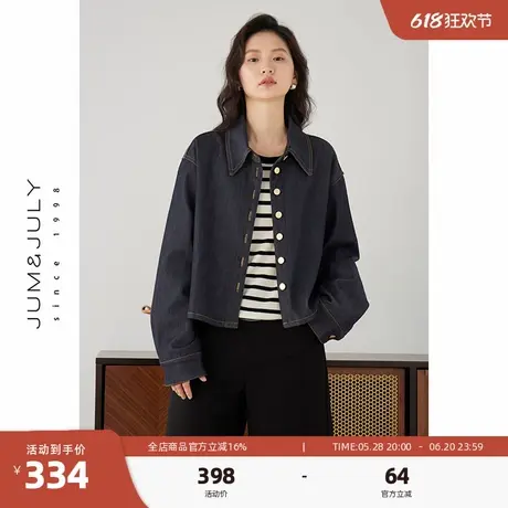 嘉茱莉2025新款复古牛仔外套女小个子春季短款牛仔上衣休闲百搭图片