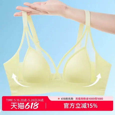 雅黛丽法式内衣女薄款文胸大胸显小性感蕾丝无痕美背三角杯春夏新商品大图