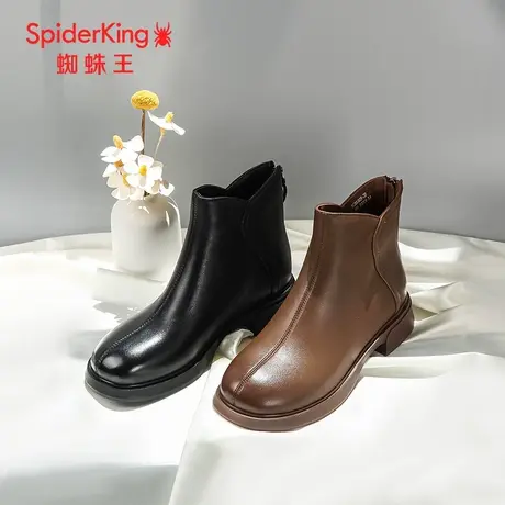 SPIDER KING/蜘蛛王切尔西女靴羊皮2024秋商场新款单里矮筒舒适软图片