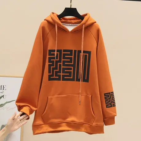 秋冬国潮连帽卫衣女大码女装宽松慵懒风bf加绒加厚上衣外套ins潮商品大图